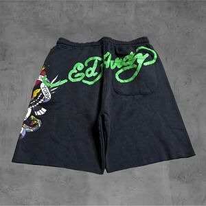 Ed Hardy Skull Snake Graphic‎ Black Sweat Shorts